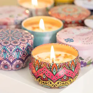 Luxury Handmade Soy Wax Candles Set Aromatherapy For Home Decoration And Meditation Gift New Tin Dry Flower Scented Candle