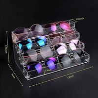 Boîte de rangement pour lunettes de soleil classiques OEM lavable, 12 compartiments, étui de présentation durable pour lunettes, support de table pour lunettes