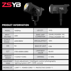 Lumière de photographie Y650MAX 650W, console d'éclairage photo, groupe lumineux 2700-6500K, éclairage de scène réglable, lumière de photographie - Product Image 5