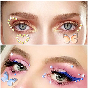 Pegatinas de Tatuajes de Joyas Faciales con Diamantes de Imitación para Mujeres, Fiesta de Disfraces, Festival de Música, Actuación en Escenario, Herramienta de Maquillaje - Product Image 3