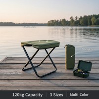 Tabouret de camping pliable portable avec cadre métallique et pochette intégrée pour le camping en plein air, la pêche et l'attente