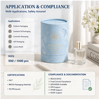 Caja de Regalo Cilíndrica de Cartón Kraft FSC de Lujo, Personalizable, para Perfume, Cosméticos y Aceites Esenciales