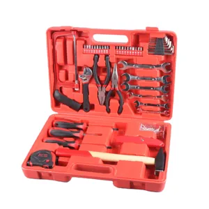 136pcs 440*345*290mm household tool sets red plastic tool kit 19 KGS portable tool case