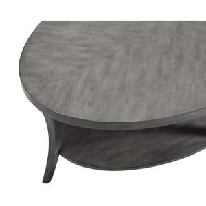 Mesa de Centro Ovalada Contemporánea con Tapa de Vidrio Gris y Estructura Metálica, Mueble Resistente para Sala de Estar - Product Image 6