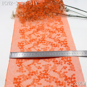 Encaje Bordado Floral Pequeño de Alta Calidad y Ecológico de 26 cm, Accesorio para Prendas, Encaje Bordado de Malla Naranja Vintage para Sujetador - Product Image 3