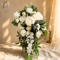 Bouquet de mariée réaliste Floson en cascade, fleurs artificielles en soie et mousse blanc ivoire, roses rustiques faites à la main, Saint-Valentin