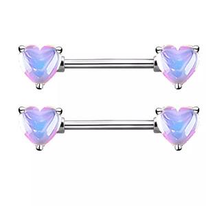 Anneau de mamelon de barre d'haltère de coeur de couleur de gelée scintillante brillante avec <span class=keywords><strong>Piercing</strong></span> de mamelon de coeur d'acier inoxydable de 316L de 14G - Product Image 3