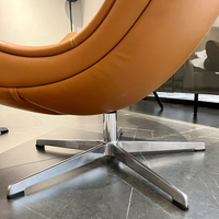 Nordic Five Stars Base Orange Cuir Inclinable Adultes Pivotant Accent Lounge Chaise À Bascule Moderne Avec Ottoman