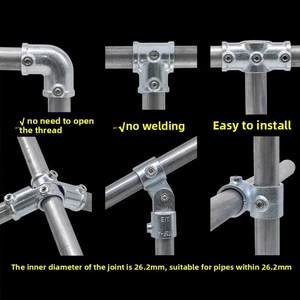 4/6 Inch 1/2 Inch 25mm Pijpconnector 32 Gegalvaniseerd ijzeren pijp T-stuk Klemverbinding Zonder lassen Plankbevestiging Metrische meting - Product Image 5