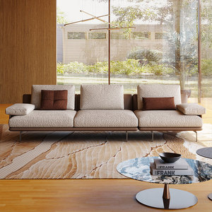 Canapé simple en tissu de luxe léger de style nordique moderne |   <span class=keywords><strong>Fauteuil</strong></span> multifonctionnel à dossier haut et accoudoirs mobiles pour petits appartements - Product Image 1