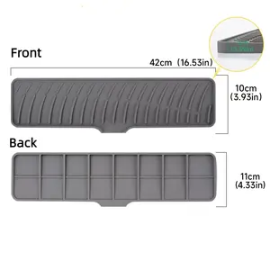 Protector de silicona para grifo de fregadero con bandeja recogedora de goteos, tapete multiusos para secar platos y esponjas - Product Image 6