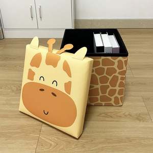 Foldable Storage Bins Ottoman Cube Children Storage Box Under Lid Padded <b>Seat</b> Footrest - Product Image 1