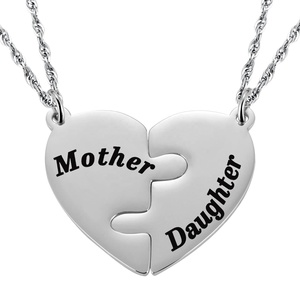Set di 2 Collane con Ciondolo a Cuore per Padre <span class=keywords><strong>e</strong></span> Figlio in Acciaio Inossidabile, Collana Puzzle per Padre <span class=keywords><strong>e</strong></span> Figlia, Regalo - Product Image 3
