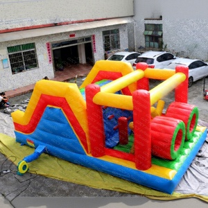 Parcours d'obstacles gonflable commercial en PVC avec toboggan et <span class=keywords><strong>tunnel</strong></span>, jeu de course d'obstacles pour enfants en plein air, à vendre - Product Image 1