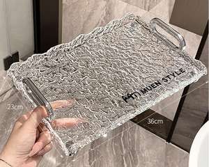 Plateau de service de nourriture en acrylique transparent ondulé personnalisé de conception classique plateau d'affichage rectangulaire transparent - Product Image 2