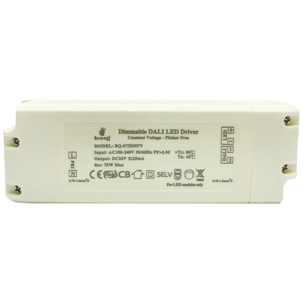 boqi CE CB SAA DALI dimming led driver constant voltage 3125ma 24v 75w