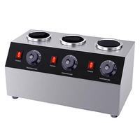 Chauffe-sauces commercial quatre bouteilles en acier inoxydable, machine à faire fondre le chocolat, pot chauffant pour confiture et fudge chaud pour restaurant