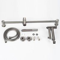 Robinet de douche en cuivre gris anthracite pour salle de bain, maison, hôtel, appartement, avec douchette à main, tuyau de douche et mitigeur monocommande, design moderne et minimaliste