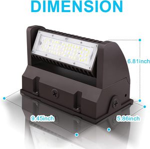 <b>LED</b> <b>Wall</b> Pack <b>Light</b> 40W Rotatable Adjustable 5000K 5500LM Outdoor <b>Dimmable</b> Area <b>Light</b> Fixture IP65 DLC 3-Year Warranty Auto - Product Image 4