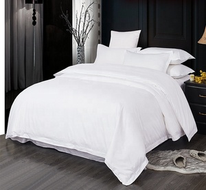 Set di biancheria da letto in cotone 100% premium all'ingrosso set di 4 pezzi in puro bianco copripiumino federe per lenzuola - Product Image 6