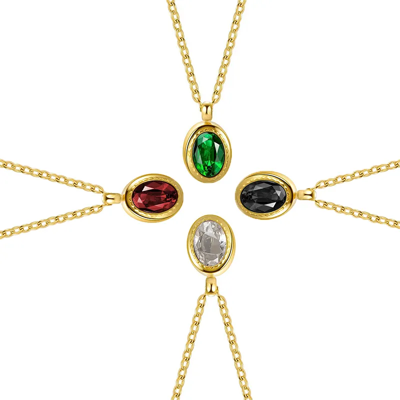 Free Shipping Emerald Garnet Zircon Diamond Pendant Necklace 925 Sterling Silver Gold Plate Fine Jewelry Necklace Gift