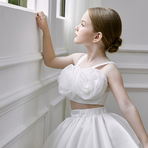 Bambine bianche senza maniche disegni di abiti da principessa <span class=keywords><strong>per</strong></span> ragazze con perline festa di compleanno <span class=keywords><strong>Tutu</strong></span> abiti da fiore <span class=keywords><strong>per</strong></span> bambini - Product Image 2