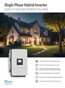 อินเวอร์เตอร์พลังงานแสงอาทิตย์แบบไฮบริด Deye SUN-7/7.6/8/10K-SG05LP1-EU-SM2 ขนาด 7kw 8kw 10kw 1 เฟส พร้อม Wifi - Product Image 4