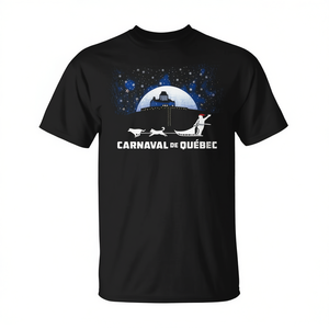 Camiseta del Carnaval de Quebec, diseño de muñeco de nieve con trineo de perros para el festival de invierno - Product Image 2