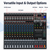 Console de mixage audio professionnelle EX-1200 12 canaux, 99 effets DSP, égaliseur 7 bandes, USB, Bluetooth pour studio, scène, DJ live