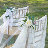 Décoration de chaise de mariage en soie avec fleurs artificielles pour cérémonie, fête, remise de diplôme et événements de Thanksgiving