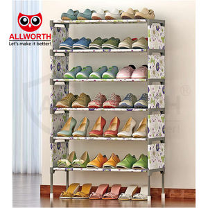 Prezzo di fabbrica risparmio di spazio a buon mercato grande capacità di ferro scarpiera mensola con bordo in tessuto - Product Image 3