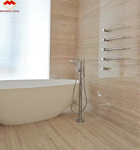 Moderno Italia <span class=keywords><strong>Roma</strong></span> travertino losas cortadas a tamaño Natural Beige travertino piedra estilo para baño fregadero piso pared revestimiento - Product Image 6