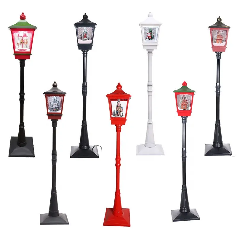 musical lamppost with snow lamp box with snow Christmas snow blowing lamppost with music lighted lantern with snow falling