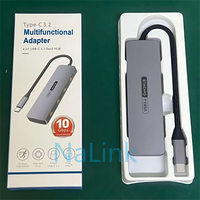 HUB 4-en-1 USB 3.2 4 ports Type C en alliage d'aluminium, adaptateur d'extension, transfert de données 10G, charge, stock d'usine, HUB Type C 2x2