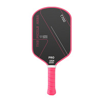Raquette de pickleball en fibre de carbone T700 rose rouge et noire, surface texturée givrée de 16 mm, raquette professionnelle personnalisée OEM