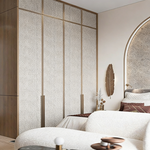 Armoire de chambre à coucher BALOM personnalisée, moderne et minimaliste, en bois massif, avec porte en rotin, meuble de chambre à coucher multifonctionnel - Product Image 1