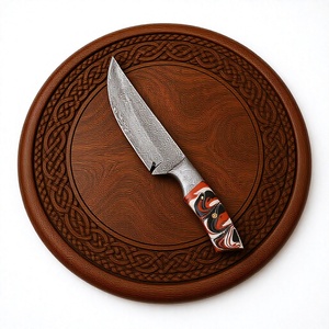 Cuchillo de Caza Hecho a Mano con Hoja de Acero de Damasco para Uso en Exteriores con Funda de Cuero Personalizable a Precio Accesible - Product Image 5