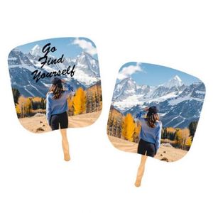 Promotion Company Activity Gift Custom Double Sided Full Color Logo Printed Wooden Handle Paper Fan Sublimation Fan - Product Image 6