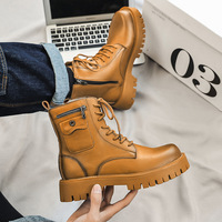 Bottes Martin à plateforme pour hommes, rehaussement de hauteur dissimulé, style workwear, bottes rétro montantes, personnalisables OEM