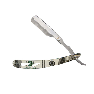 Maquinilla con hoja de afeitar plegable profesional de acero inoxidable, herramienta de afeitar de seguridad para barba con soportes rectos para maquinilla de afeitar de peluquero diseñados para hombres - Product Image 5