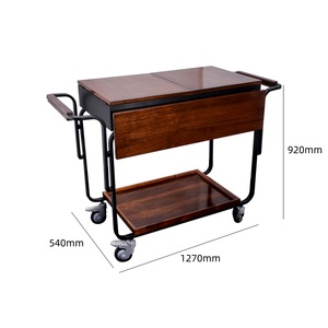 T2G Chariot de Salon Mobile Pliant en Bois Double Couche, Élégant, Moderne, Industriel, Professionnel, Poli, TAN - Product Image 4