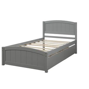 DB Twin Size Cama de metal con plataforma con dos cajones grises - Product Image 3