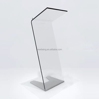 Podium en acrylique PMMA simple personnalisé pour le pupitre de réunion de chaire d'église en plexiglas transparent