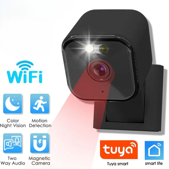 Tuya Smartlife 5MP CMOS 1080P Mini Camera Night Vision Two-Way Audio Built-in Siren IP66 Waterproof Motion Detection H.265 128GB