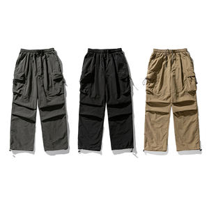 KingSen Hot Sale Elastic Waist <b>Drawstring</b> Pleated Waterproof Cargo Pants Men's Casual Loose Fit Multi Pocket Streetwear <b>Trousers</b> - Product Image 5