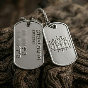 Collar con Placa de Identificación Personalizada para Hombre, Estilo Hip-Hop Urbano, Logotipo Metálico en Relieve 3D, Plata, Aleación de Zinc Resistente - Product Image 4