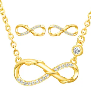 925 Perak Kalung Stud Earrings Infinity Snake Set Perhiasan