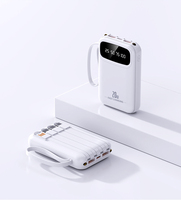 Batterie externe portable 10000 mAh avec câble intégré 4-en-1, puissance de sortie 10W, double éclairage LED et ports USB pour tous les téléphones