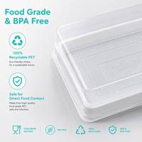 Boîte en plastique PET transparente rectangulaire jetable pour l'emballage du pain, qualité alimentaire, modèle DT-1034, taille et logo personnalisés
