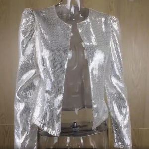 Vente en gros, nouvelle mode, vestes à paillettes, manteaux courts à manches longues pour femmes, vêtements d'extérieur élégants pour le bureau, vêtements de ville unis pour femmes - Product Image 5